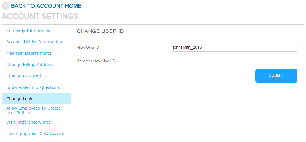 Click 'Change Login' to update your user ID.