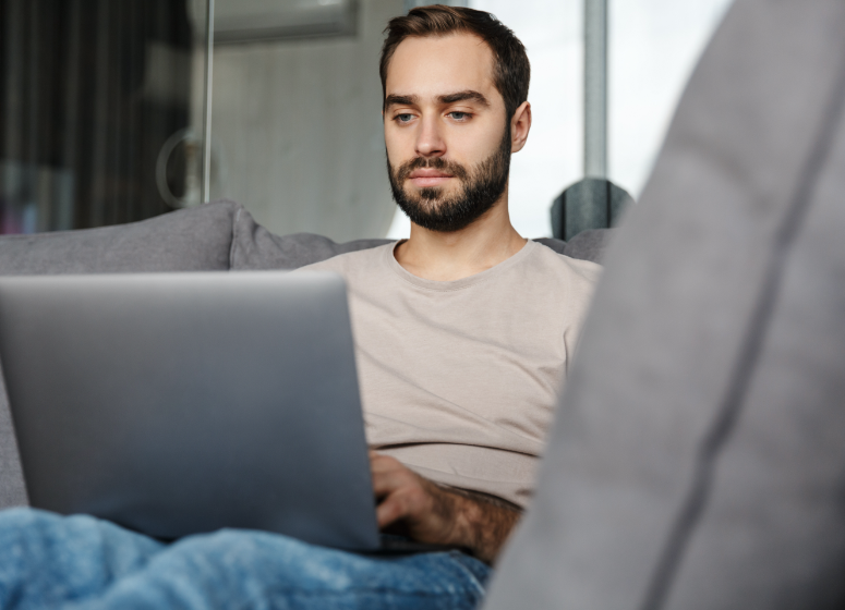 Guy using laptop